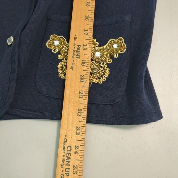 Theo Miles Sweater Jacket Women's Long Sleeve Black Bedazzled Wool Blend small - Picture 5 of 7